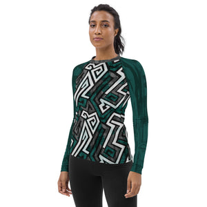 Women's Teal Graffiti UPF Rash Guard II