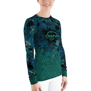 Women's TEAL & BLUE DIGITAL CAMO CHECK MTB Rash Guard