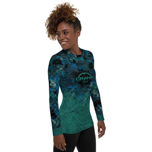 Women's TEAL & BLUE DIGITAL CAMO CHECK MTB Rash Guard