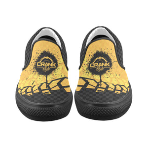 Yellow and black "steeler colors" Tire check Crank style design. Slip on casual slip-on sneakers.