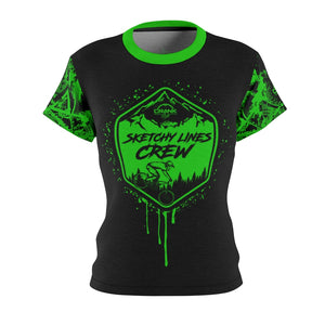 Women's Sketchy Lines Crew Green & Black MTB Jersey
