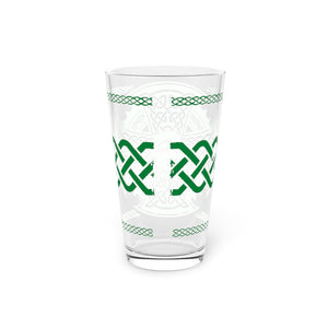Green Irish Celtic Style Pint Glass, 16oz