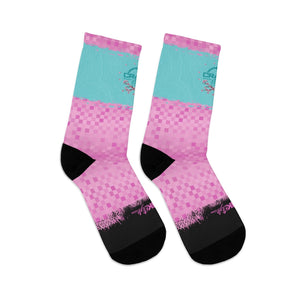 Sakura Pink, Aqua & Checker 3/4 MTB Socks