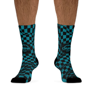 Teal & Black Checker 3/4 MTB Socks