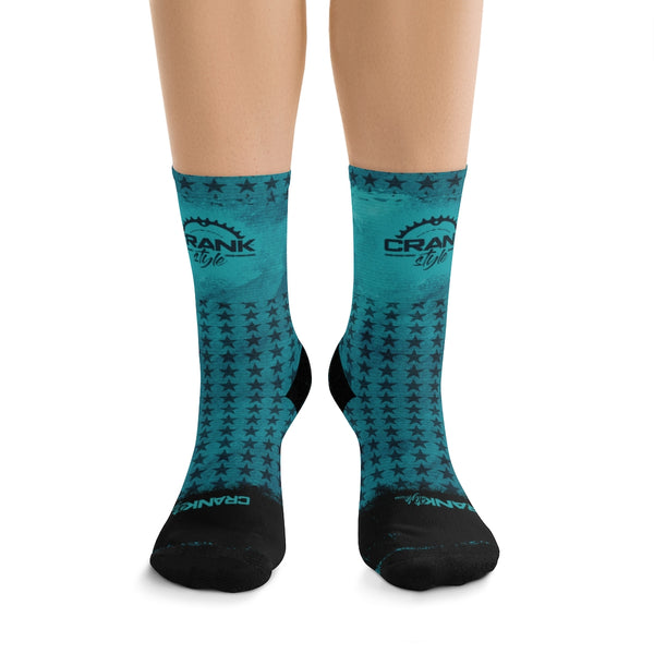 Unisex Single Track Mind Teal Star 3/4 MTB Socks