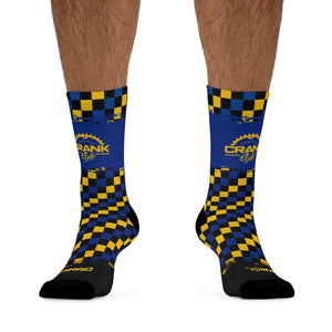 Blue & Gold & Black Checker Badgers 3/4 MTB Socks
