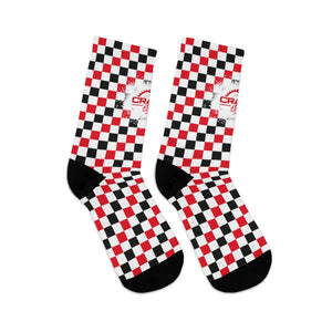 Red, Black & White Checkered 3/4 MTB Socks