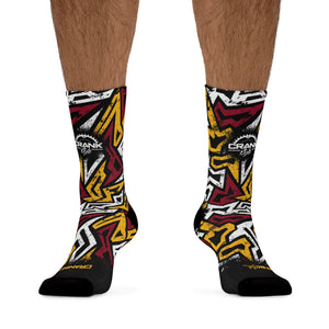 Red Gold White & Black Graffiti 3/4 MTB Socks