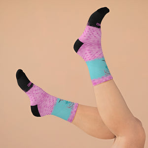 Sakura Pink, Aqua & Checker 3/4 MTB Socks
