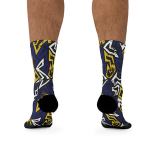 Blue & Gold Graffiti 3/4 MTB Socks