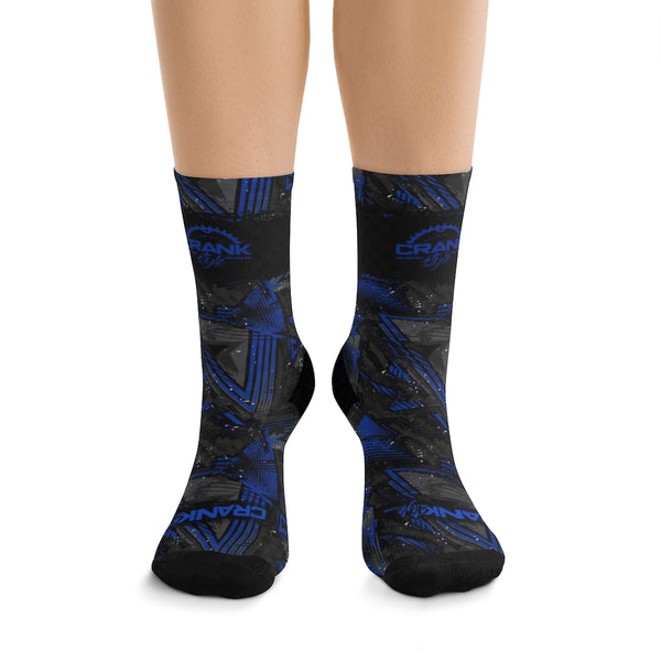 Unisex Graffiti Check Black, Blue & Grey 3/4 MTB Socks