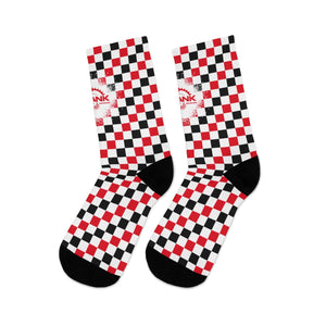 Red, Black & White Checkered 3/4 MTB Socks