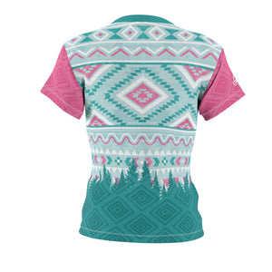 Ladies Pink & Teal Aztec Style MTB Jersey