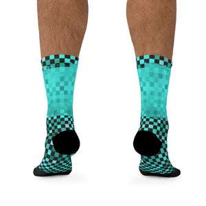 Multi Teal Checker 3/4 MTB Socks