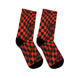 Orange & Black Checker 3/4 MTB Socks
