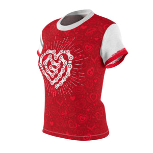 Crank Style's Ladies Red & White Chain Heart MTB Jersey is a stylish look for shredding the trails or hanging out with your friends. You better get ready because all attention will be on you with this design!! We wanted to create something that you would be proud to wear and show your passion for riding as well as valentines day. Made in the USA