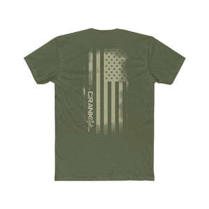 Men's US Flag Military Green Vintage Cotton Crew Tee