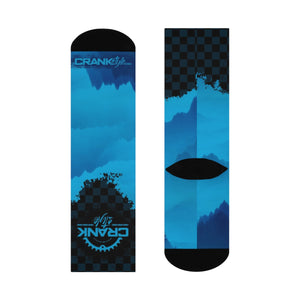 unisex Blue Mountain Check Tall MTB Socks