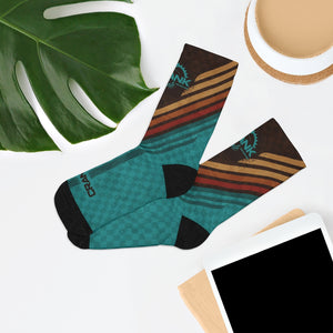 Unisex Retro Teal Check 3/4 MTB Socks