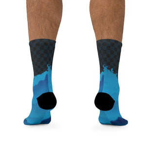 Crank Style's Unisex Blue Mountain Checker 3/4 MTB Socks   These are super comfortable, soft, and breathable socks. You will not want to take these off and want to have a pair in every color and design!!! Make sure to check out the matching gear to add to your kit. If you don't see something that works for your kit kindly reach out and we will design something custom! Make sure to check the matching jersey!! 