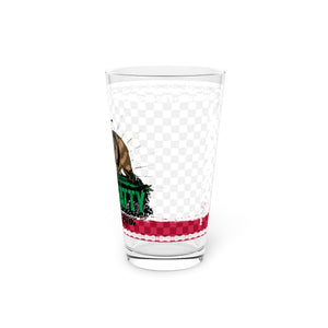 Crank Style's California State Flag, Roll-a-Fatty 16oz pint glass with bike chain and checkers to flow.