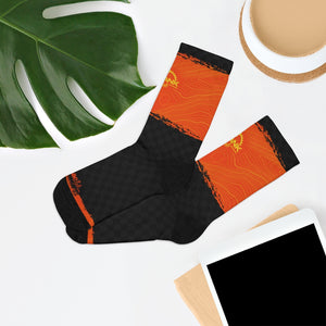 Orange & Black Checker Topo 3/4 MTB Socks