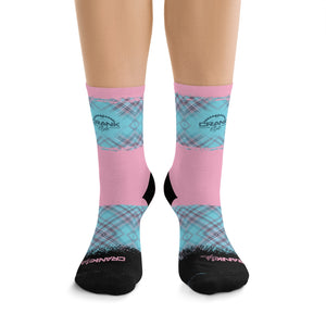 Pink & Aqua Plaid 3/4 MTB Socks