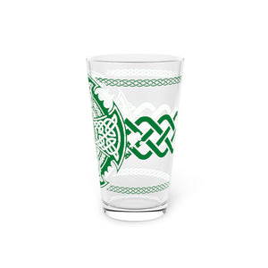 Green Irish Celtic Style Pint Glass, 16oz