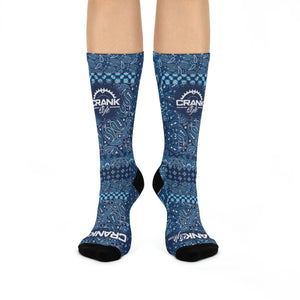 Unisex Blue Patch Bandana MTB Crew Socks