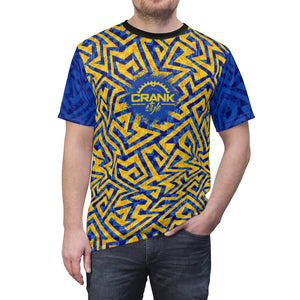 Men's Gold and Blue Graffiti Check MTB DriFit Jersey