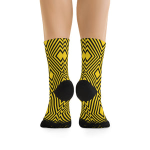 Blk & Yelo Pattern 3/4 MTB Socks