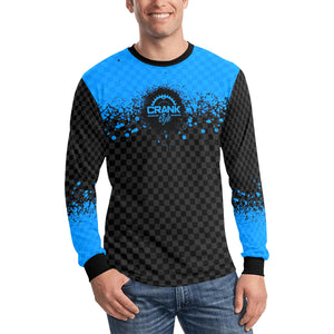 Unisex Blue & Black Splatter Check Long Sleeve MTB Jersey