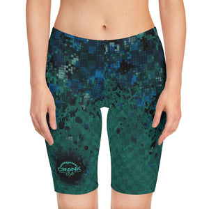 Women's Digital Teal Checker Bike Shorts
