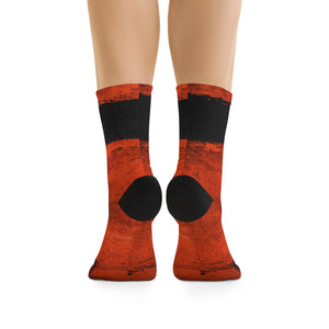 Orange Textured 3/4 MTB Socks