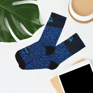 Unisex Blue Leopard 3/4 MTB Socks