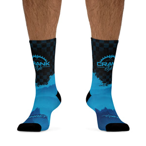 Crank Style's Unisex Blue Mountain Checker 3/4 MTB Socks   These are super comfortable, soft, and breathable socks. You will not want to take these off and want to have a pair in every color and design!!! Make sure to check out the matching gear to add to your kit. If you don't see something that works for your kit kindly reach out and we will design something custom! Make sure to check the matching jersey!! 