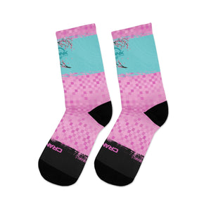 Sakura Pink, Aqua & Checker 3/4 MTB Socks
