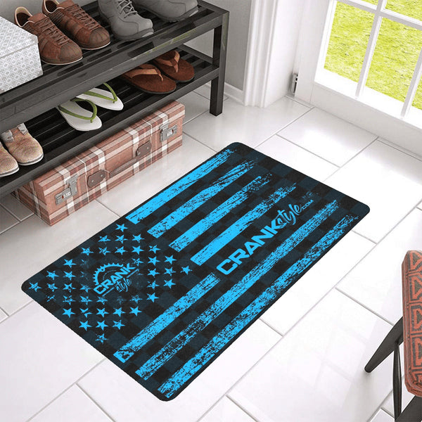 Crank Style Blue American Flag Doormat