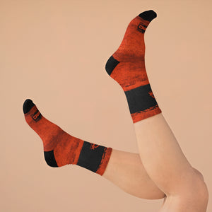 Orange Textured 3/4 MTB Socks