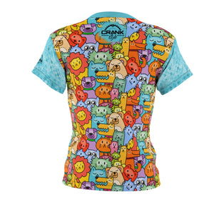 Crank Style's mountain biking Animal Planet womens jersey with colorful animals characters on the front and back and bright blue multi checkered sleeves. This one will definetly turn heads. Available in 4oz and 6 oz microfiber drifit material that wicks moisture away from the skin.