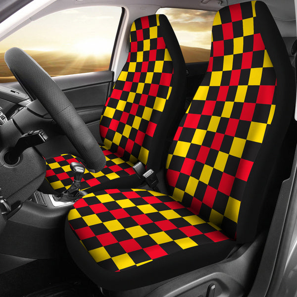 RED & YELO Check Seat Cover