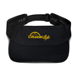 Yellow and black Flex Fit Visor with the Crank Style embroidered logo. Great for NFL Steeler & NHL Bruins Fans.  Mountain bike & Cycling hats and apparel.