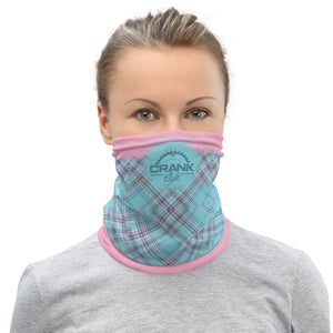 Washable and reusable Pink and aqua plaid face mask, neck gaiter, headband. These are great for protecting yourself from the elements and even the coronavirus (covid19). Now you can be fashionable and practical. Either on the trails as you shred or running to the store. .