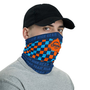 Team High Gear Bike Shop Orange and Blue Checker Face Mask / Neck Gaiter