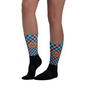 Blue & Orange Checker MTB Socks