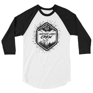 Unisex Sketchy Lines Crew 3/4 sleeve raglan shirt