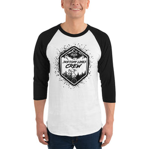 Unisex Sketchy Lines Crew 3/4 sleeve raglan shirt